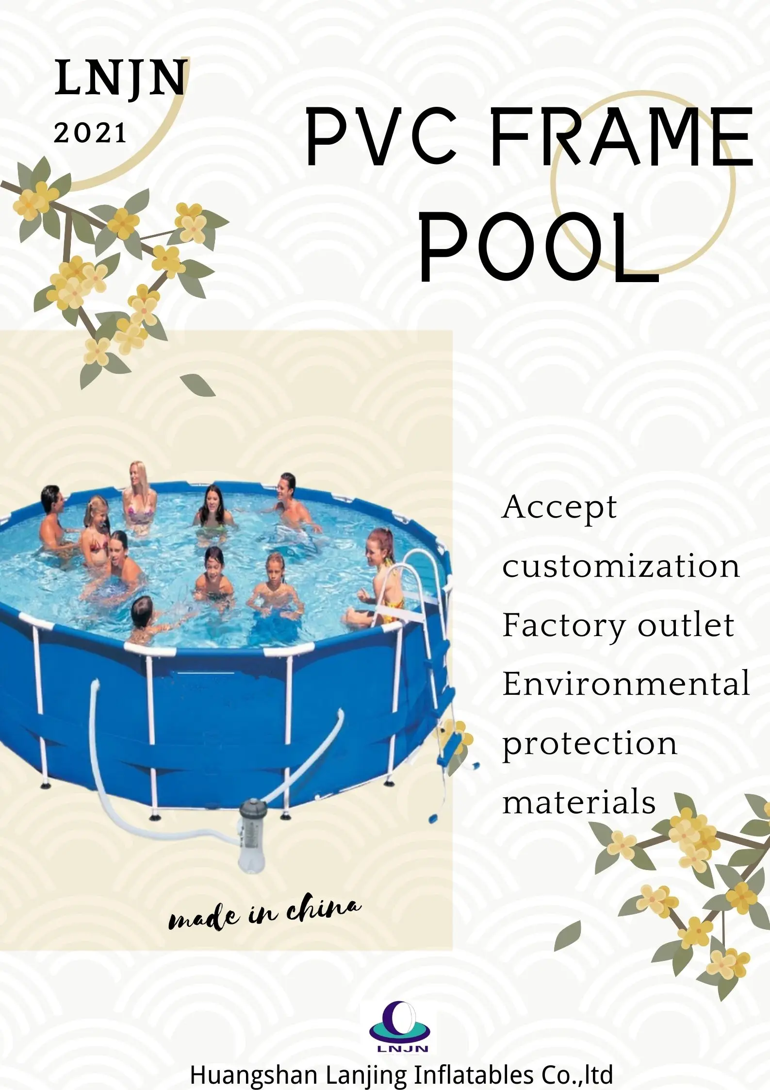 Hot selling above ground outdoor customized/sur mesure pvc steel frame swimming pools manufacturer