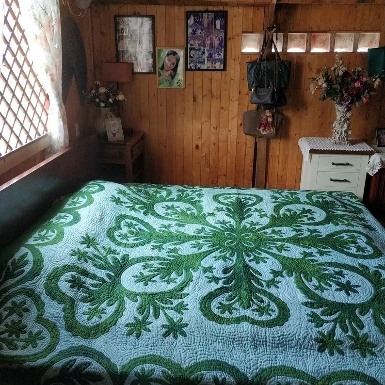 Wholesale Soft Cotton hawaiian  Quilt Hand Block Print Reversible Floral Print Soft Cotton Quilt Handmade King size