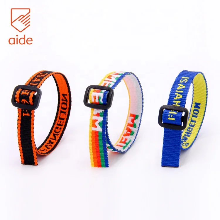 Custom Jacquard Weaved Thick Adjustable Anti Slip Woven Polyester Wristband For Festival Events