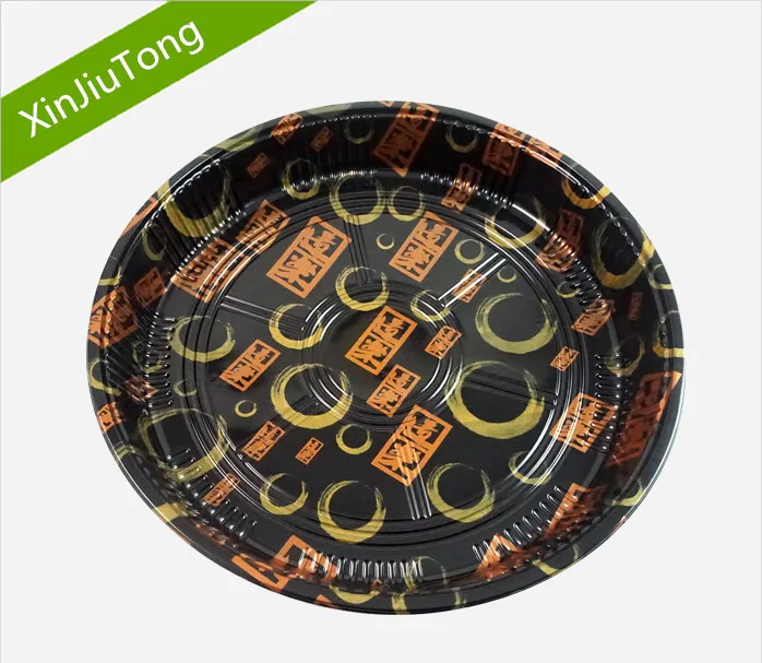 2024 disposable sushi bento PS black sushi container box sushi round tray