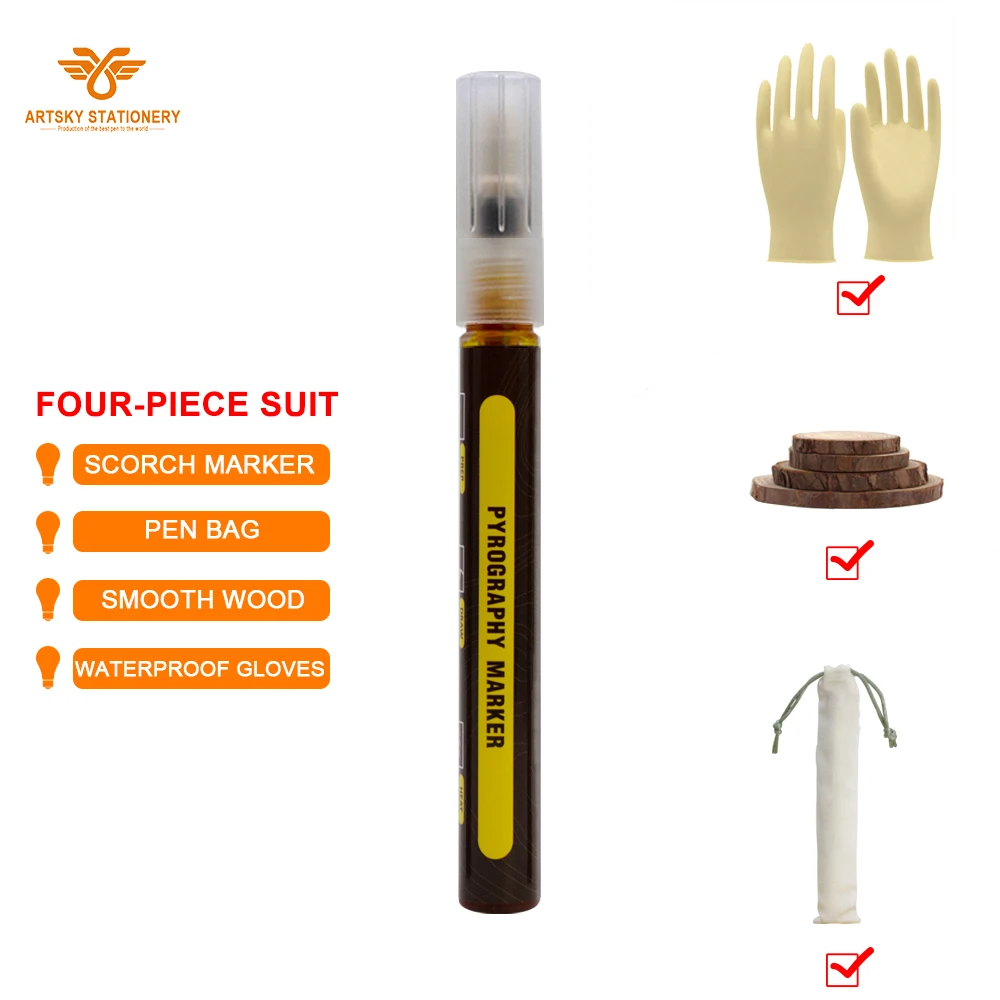 Wood Burning Marker Pen, Chemical Scorch Pen Marker for DIY Wood Painting, Replace Wood Burning Iron Kit, Easy use and Safe