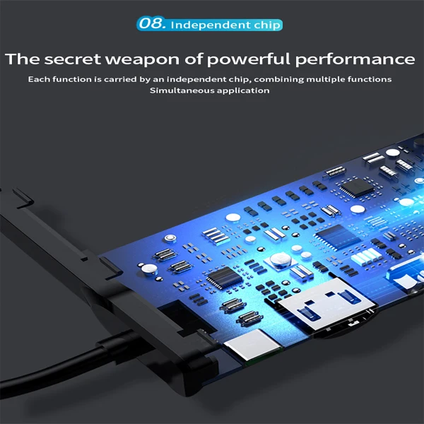 Docking stastion HD-MI*2 PD Audio3.5 DP TF SD RJ45 USB3.0*3 Type-C Data*2 ABS Aluminum Alloy usb c hub with hd-mi