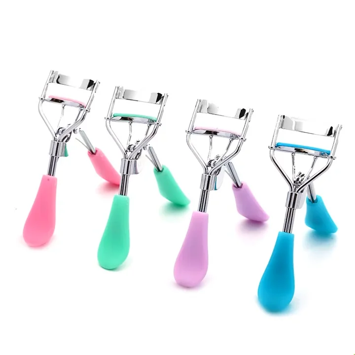 Wholesale unique custom eyelash curler applicator logo black/pink and gold bling rhinestone metal eyelash curler with comb