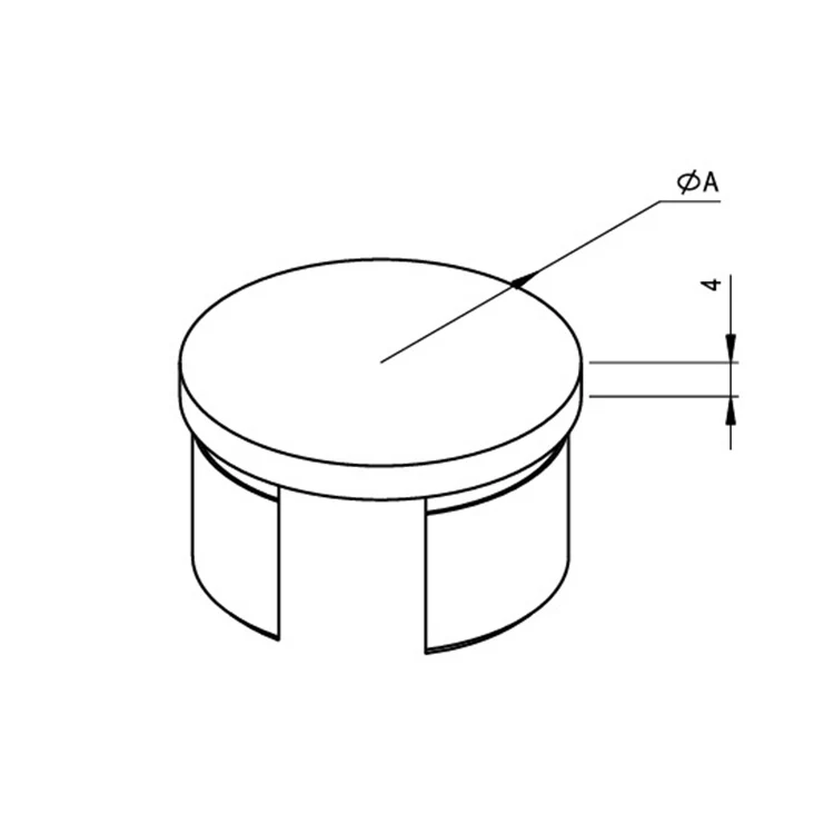 SUS304 slot tube end cap glass handrail pipe fitting round slotted tube end caps