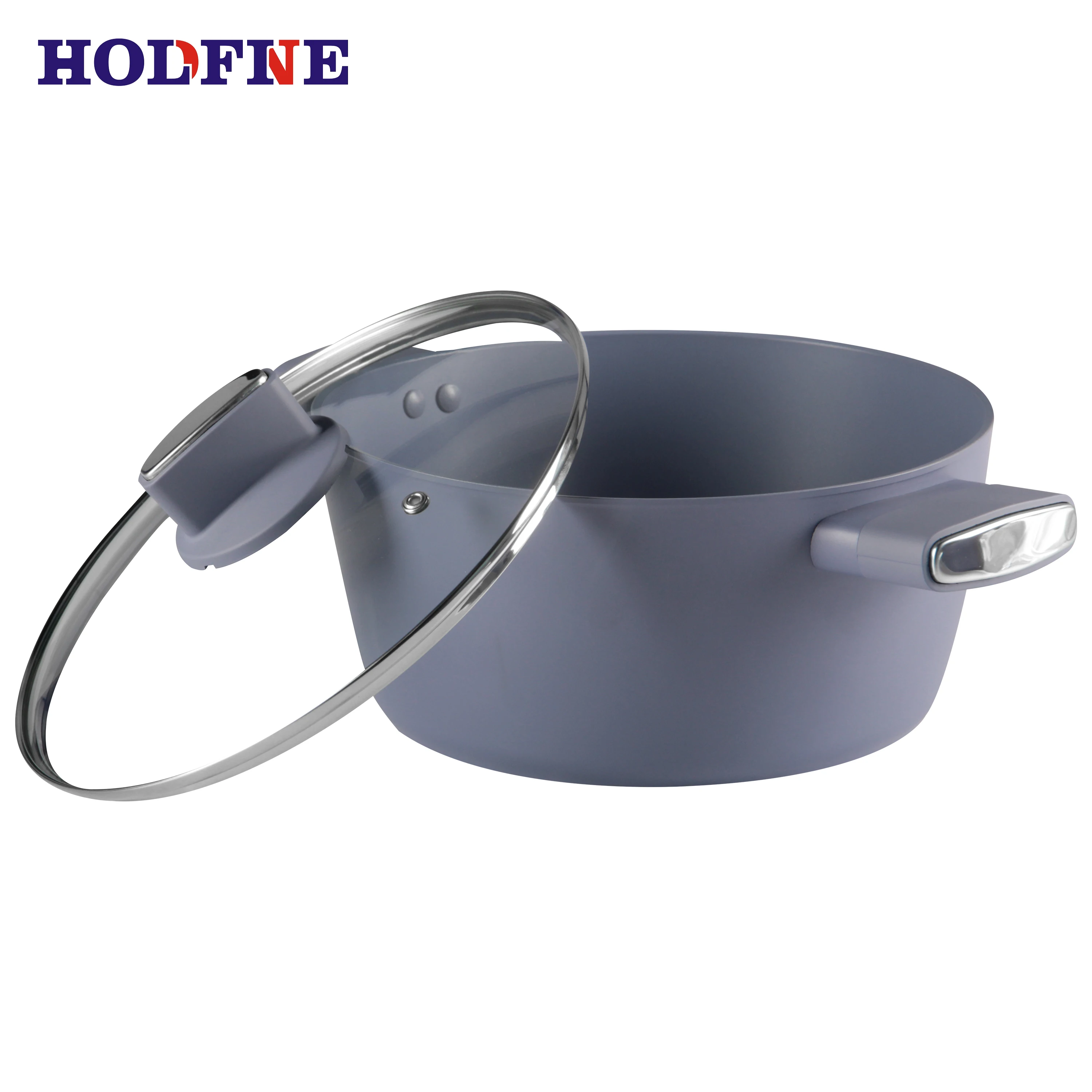 Mass customization aluminium cookware sets for kitchen induction bottom non stick thickness soup pot with soft handle