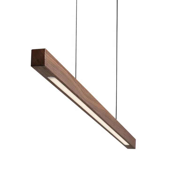 LED Linear Pendant Light Wood Single Decorative Lighting Hanging Pendant Lamp Light For Bedroom Restaurant