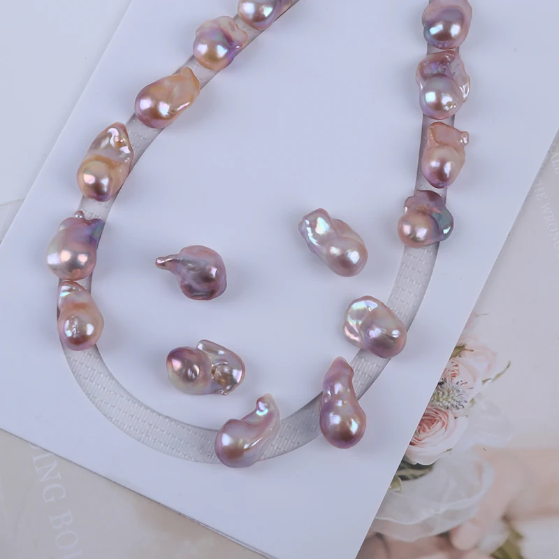 15-19mm Natural Purple Big Size Fireball Shape Baroque Cultured Freshwater Pearl Strands For Jewelry Making