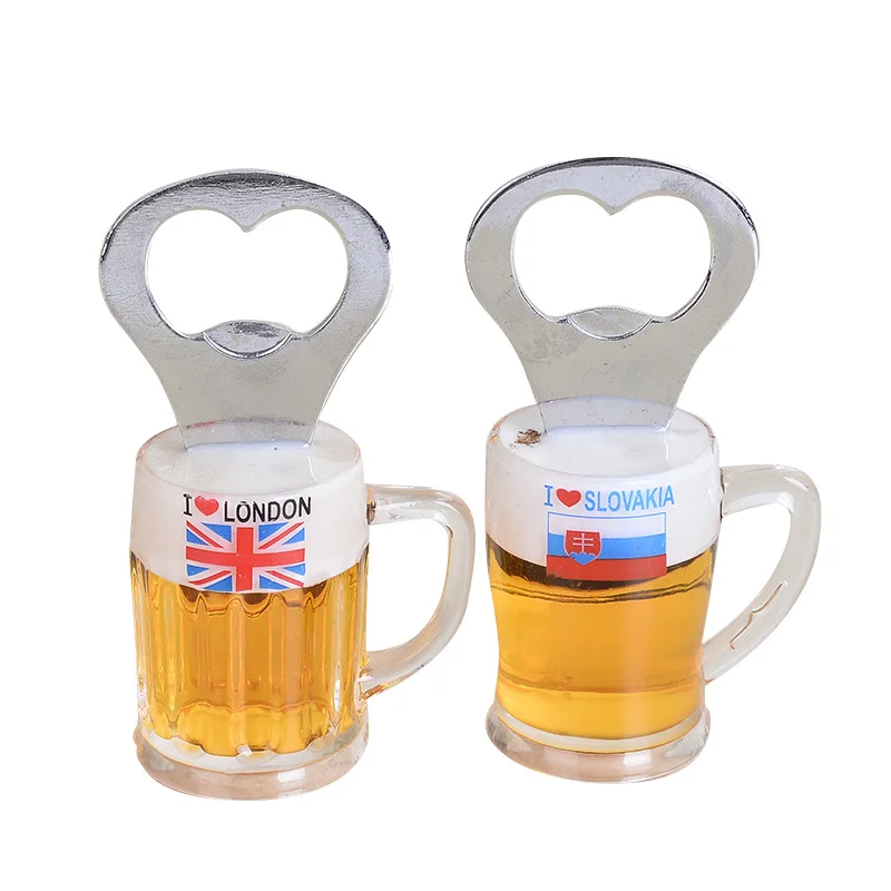 Hot selling promotion custom fridge magnetic beer cup bottle shape opener