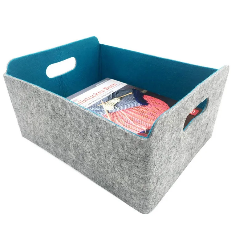 Wholesale hot sale home bedroom woven felt storage basket boxes with handle