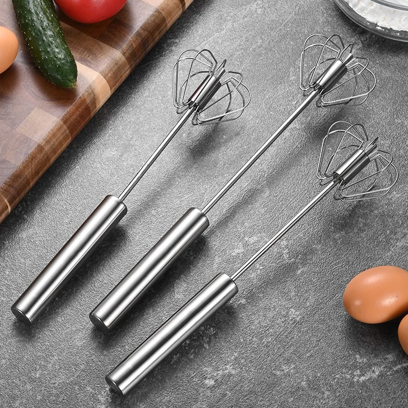 Hot Selling Kitchen Gadget Baking Tool Stainless Steel Hand Semi Automatic Kitchen Whisk Held Mixer Egg Beater Whisk Mixer