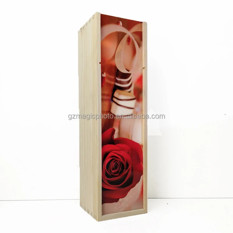 Custom Luxury Wood Gift Box Wooden Wine case Natural Wood Box with sublimation mdf plate