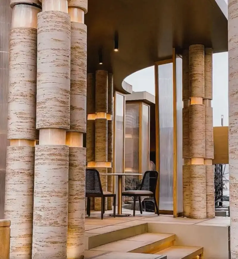 Hot selling materials for exterior walls bent 2.5-3.3mm flexible travertine tile