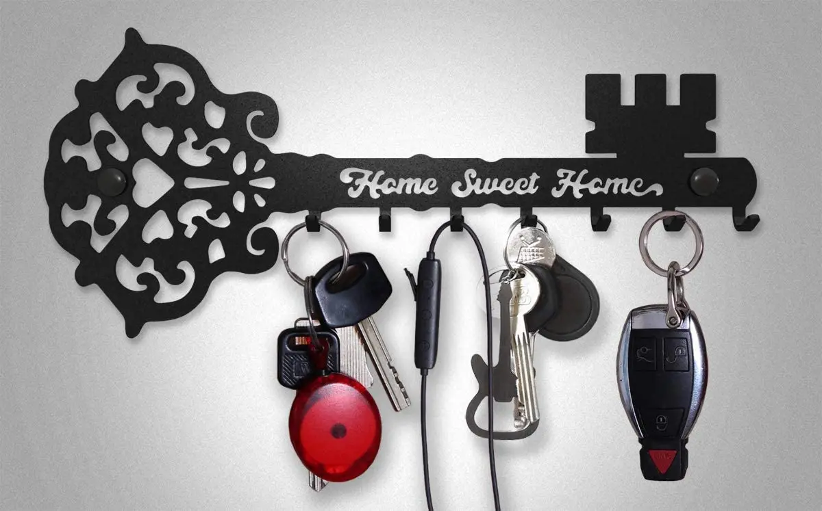 Manufacturers wholesale Black Metal Key Hook Wall Mounted Key Coat Hanger Rack Home Decorative Key Holder Hook
