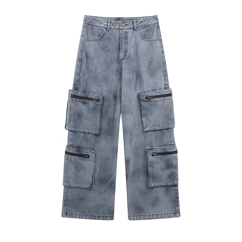 GDTEX ODM OEM custom cargo pants men jeans cargo pocket baggy jeans men multi pocket denim jeans