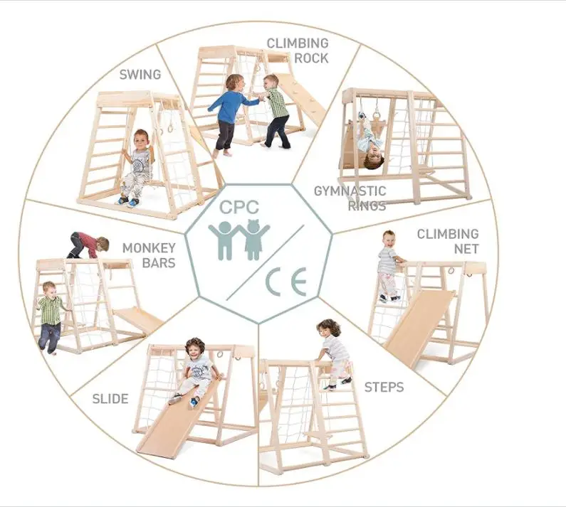 Wooden Playground jungle gym  Rock Climb Wall, Rope Wall Climbing