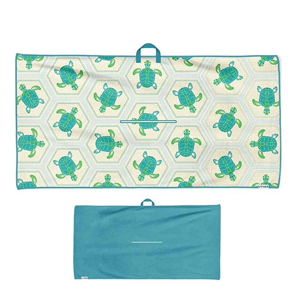 Wholesale custom absorbent quick dry microfiber sublimation waffle golf towel center cut printed