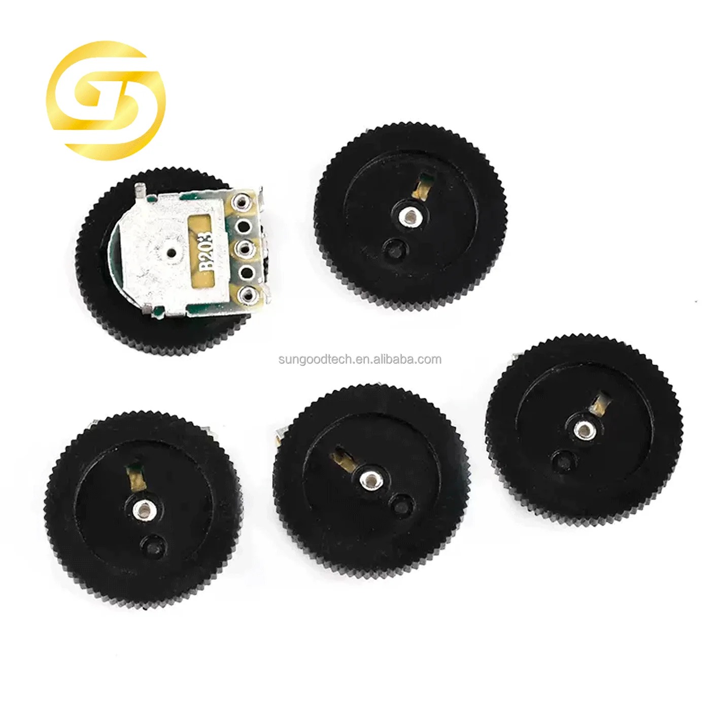 Stereo B103 10K Dial Potentiometer Gear 16*2 5-pin Stage Player Volume Switch 16mm 16x2