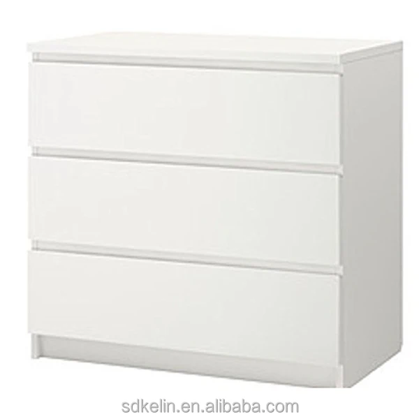 Wooden chest of drawers white color bedroom furniture with 3 drawers