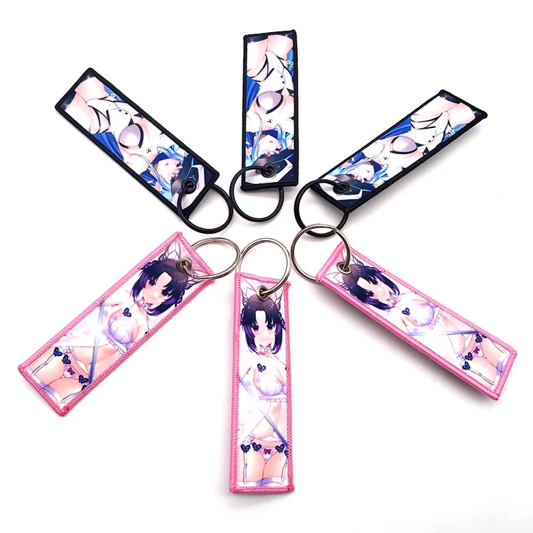 Custom Keyrings Key Holder Key Ring Keyrings Anime Jet Tags Woven Fabric Embroidery Customized Keychain Jet Tags Key Tag