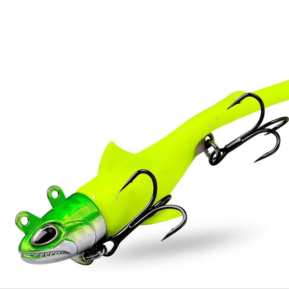 2022 T tail lead jig fishing lure 40g 110mm soft tail fishing lures floating