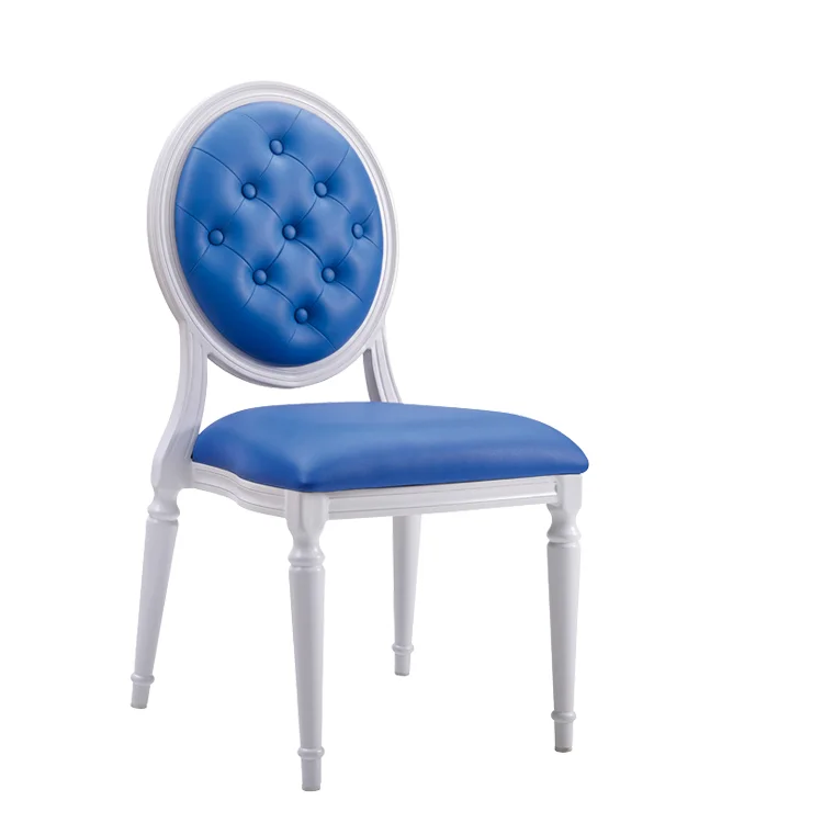 Stackable Design Blue Round Back Louis Chair Hotel Banquet Event Wedding Chair