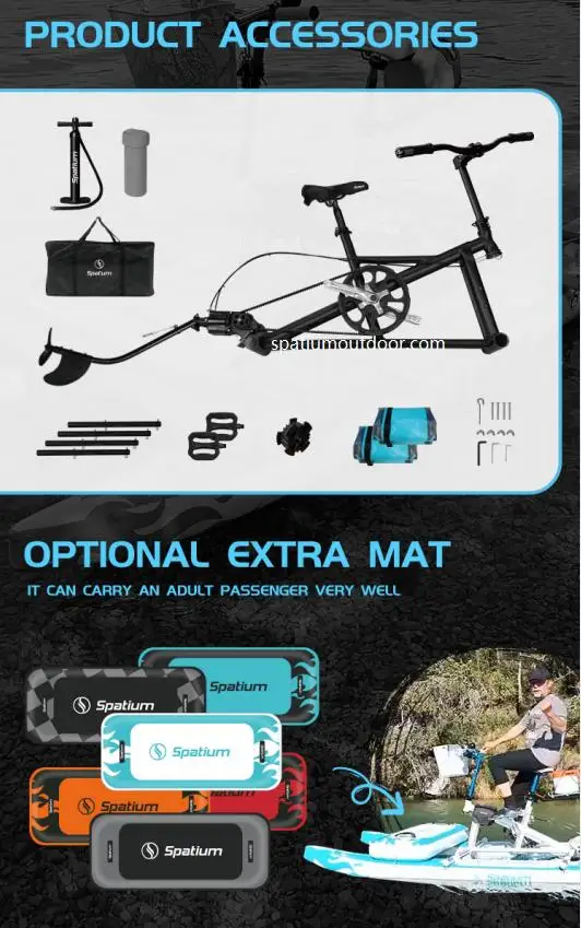 2024 New arrival double inflatable Tandem bicycle  floating water bike pedal boat with propeller