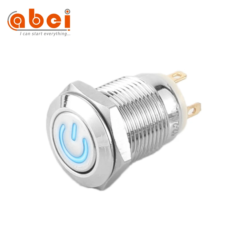 12mm Momentary 1NO Push Button Switch on off switch with power symbol 6V12V