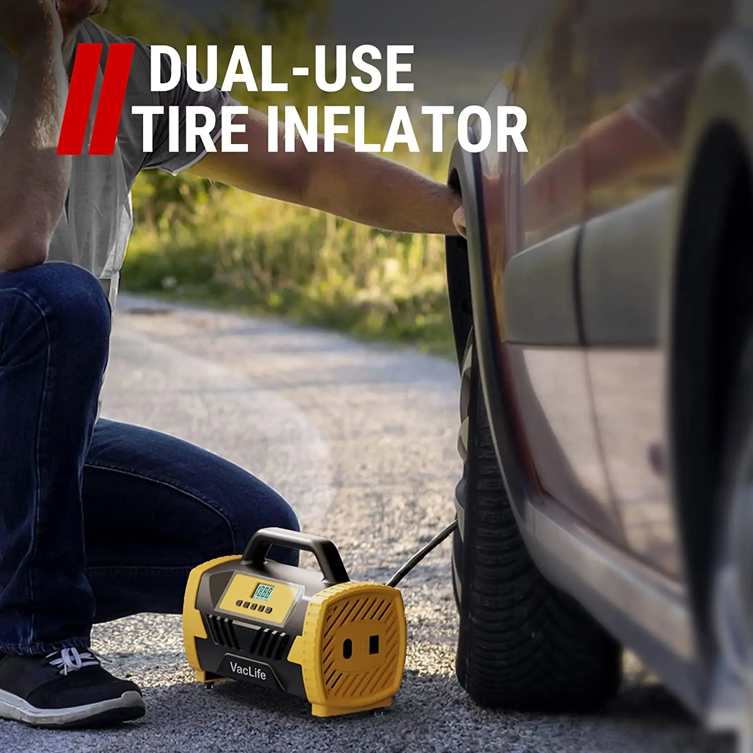 AC 220 Volt Home Use 250PSI Portable Cars Tire Inflator DC 12V Car Tyre Inflator Air Compressor Pump with LED Light