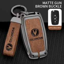 Remote Zinc Alloy Leather Car Key Case Cover For Changan Eado CS35 Raeton CS15 V3 V5 V7 Keyless Holder Protector Accessories