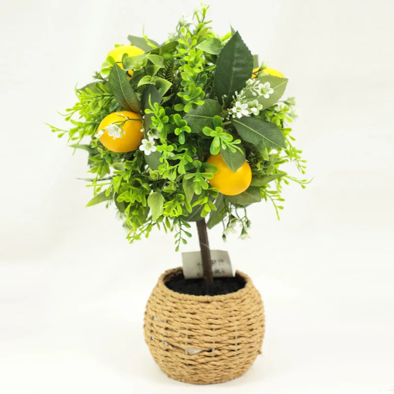 New Design Plastic Artificial Potted Globular Lemon Tree With Fruit Wholesale Artificial Plant For Indoor Decoration