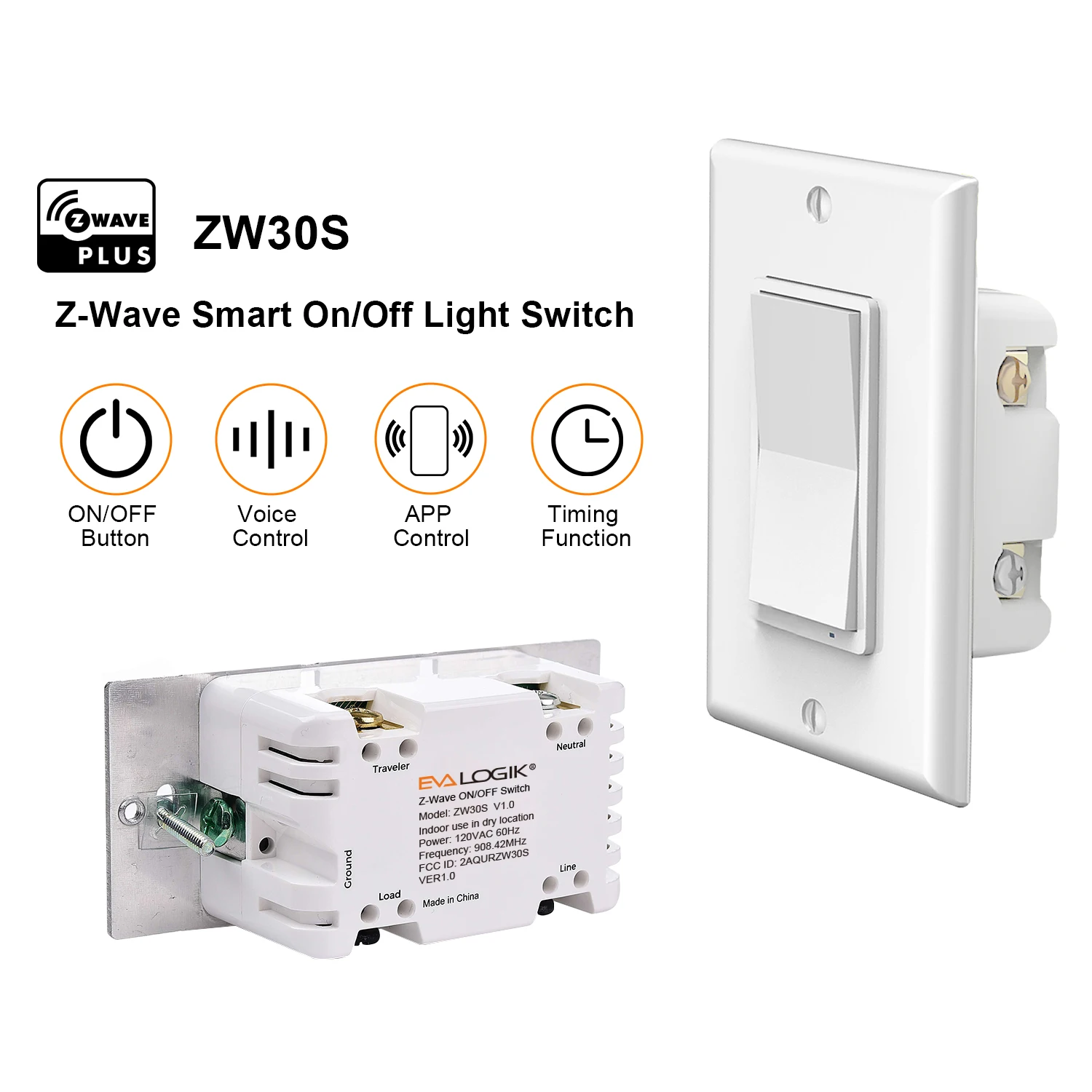 Zwave On Off Smart Switch Z Wave Luxury Hotel Switch Controller White 3 Way LED Light Wall Switches