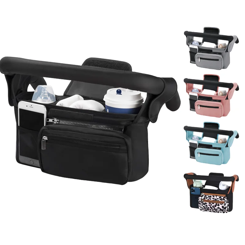 Wholesale Universal Stroller Organizer With Insulated Cup Holder Detachable Phone Bag and Shoulder Strap Fits for Stroller