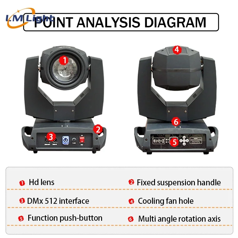 LM professional stage lighting equipment sharpy light spot 230w 7R Moving Head Beam light with 2in1 Flight Case