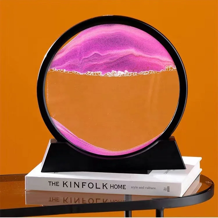 3d Moving Sand Art Round Liquid Hourglass Flowing Sand Painting Sandscape Motion Display Quicksand Painting Home Decor Gifts
