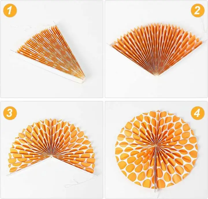 appealing designOrange Birthday Wedding Thanksgiving Party Supplies Tissue Paper Fan Hanging Paper Fans Party Decoration