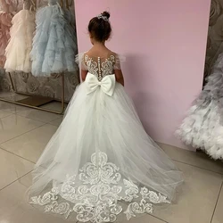 white puffy kids lace  wedding dress hot sale princess flower girl dresses
