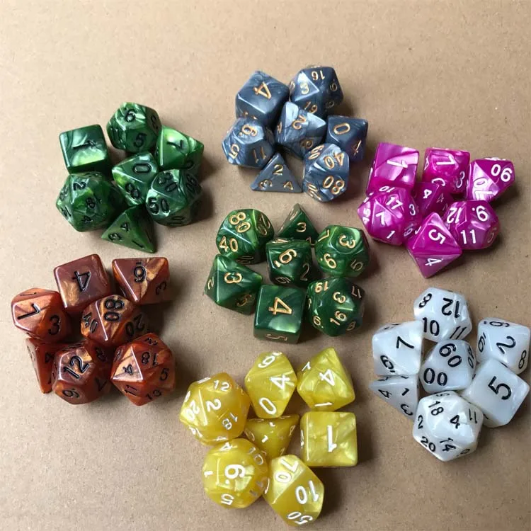 7Pcs Game Dice for RPG Dungeons and Dragons D20 D12 D10 D8 D6 D4 DND Polyhedral Dice