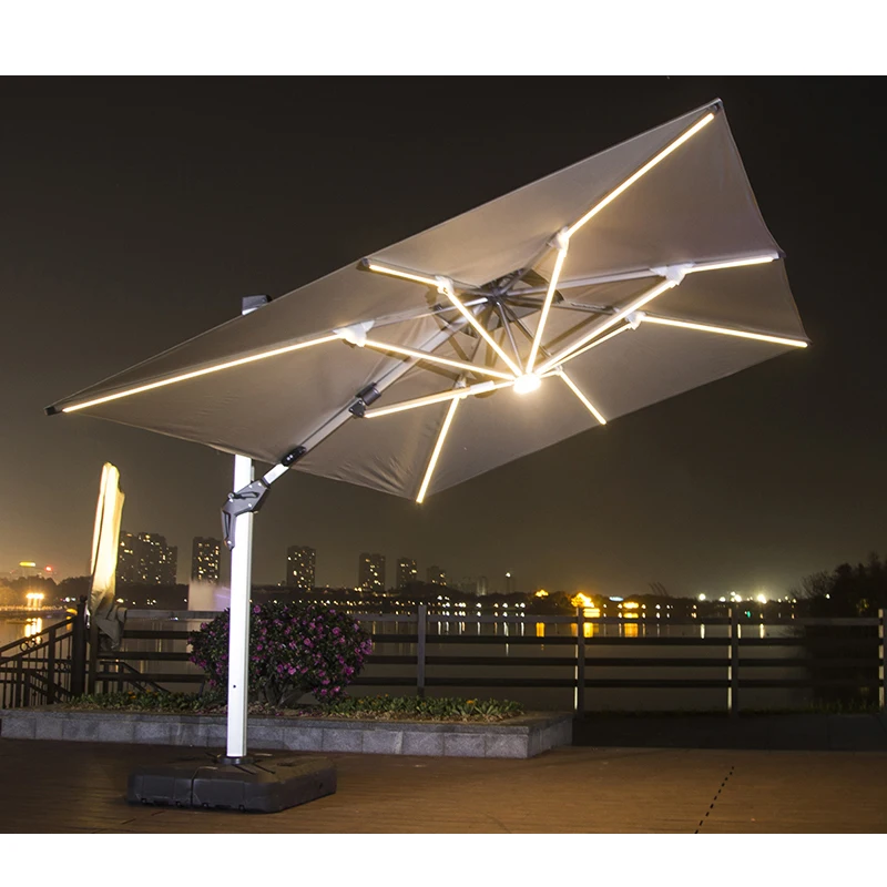Glamping modern commercial luxury hotel outdoor umbrella garden parasol patio umbrellas windproof outdoor parasol with led light