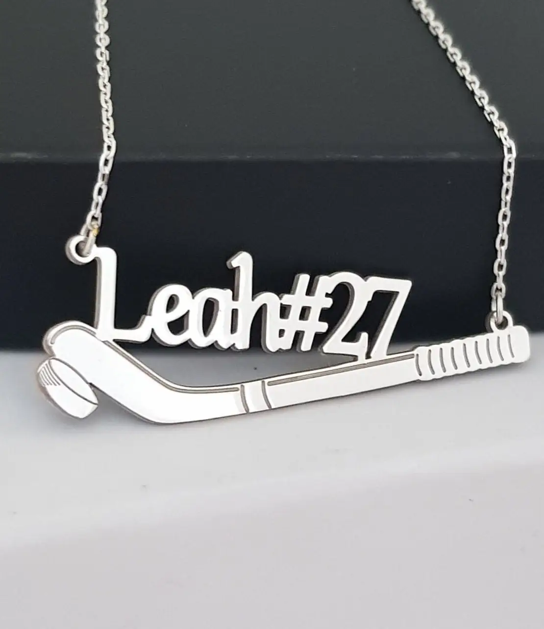 Stylish Stainless Steel Hockey Stick Pendant Personalized Name Jewelry for Hockey Lovers Custom Engraved Hockey Necklace
