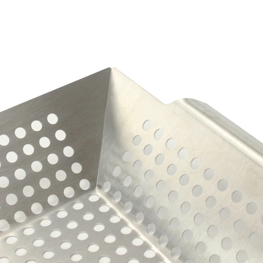 Marvelous Quality and Outlook Square Stainless Steel Grill Basket with Two Handles for Easy Lifting