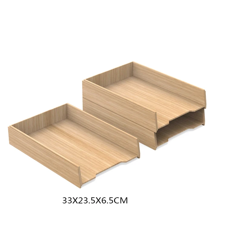Bamboo File Desk Organizer Paper Sorter Letter Tray With 3 Dividers
