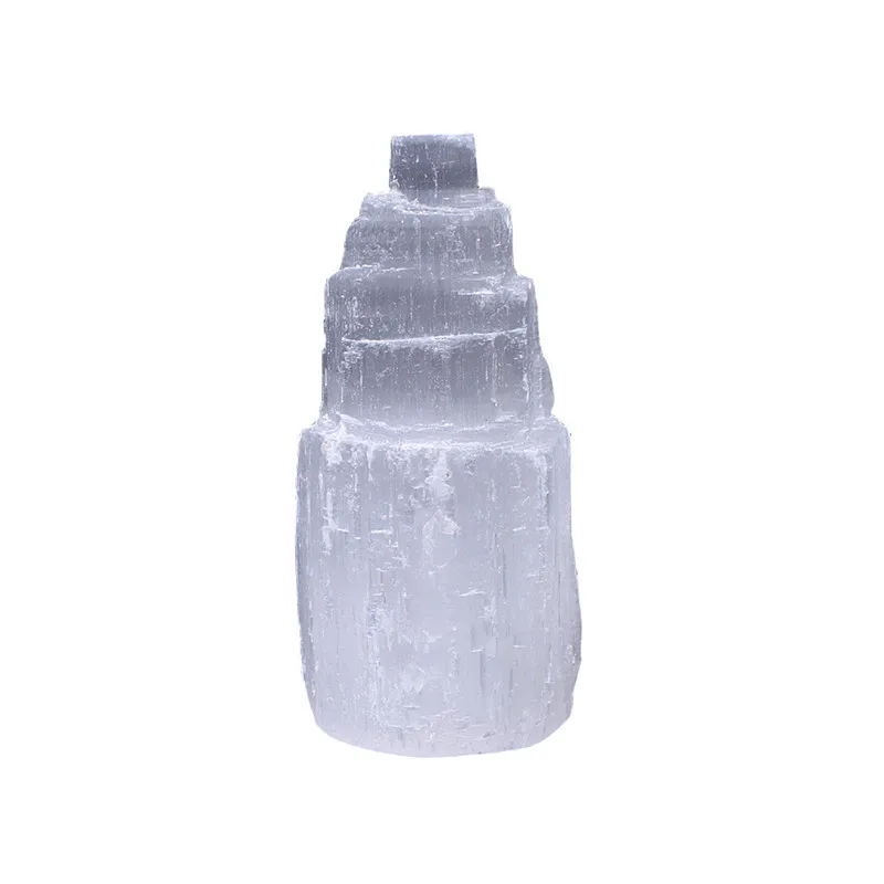 Beautiful White Mini Selenite Skyscraper Selenite Tower Gypsum lamp Crystal Point for Home Decoration Furnishing Articles gift