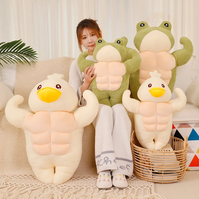 Funny doll Muscle frog plush toy Green creative little action Boy Girl sand pillow home gift
