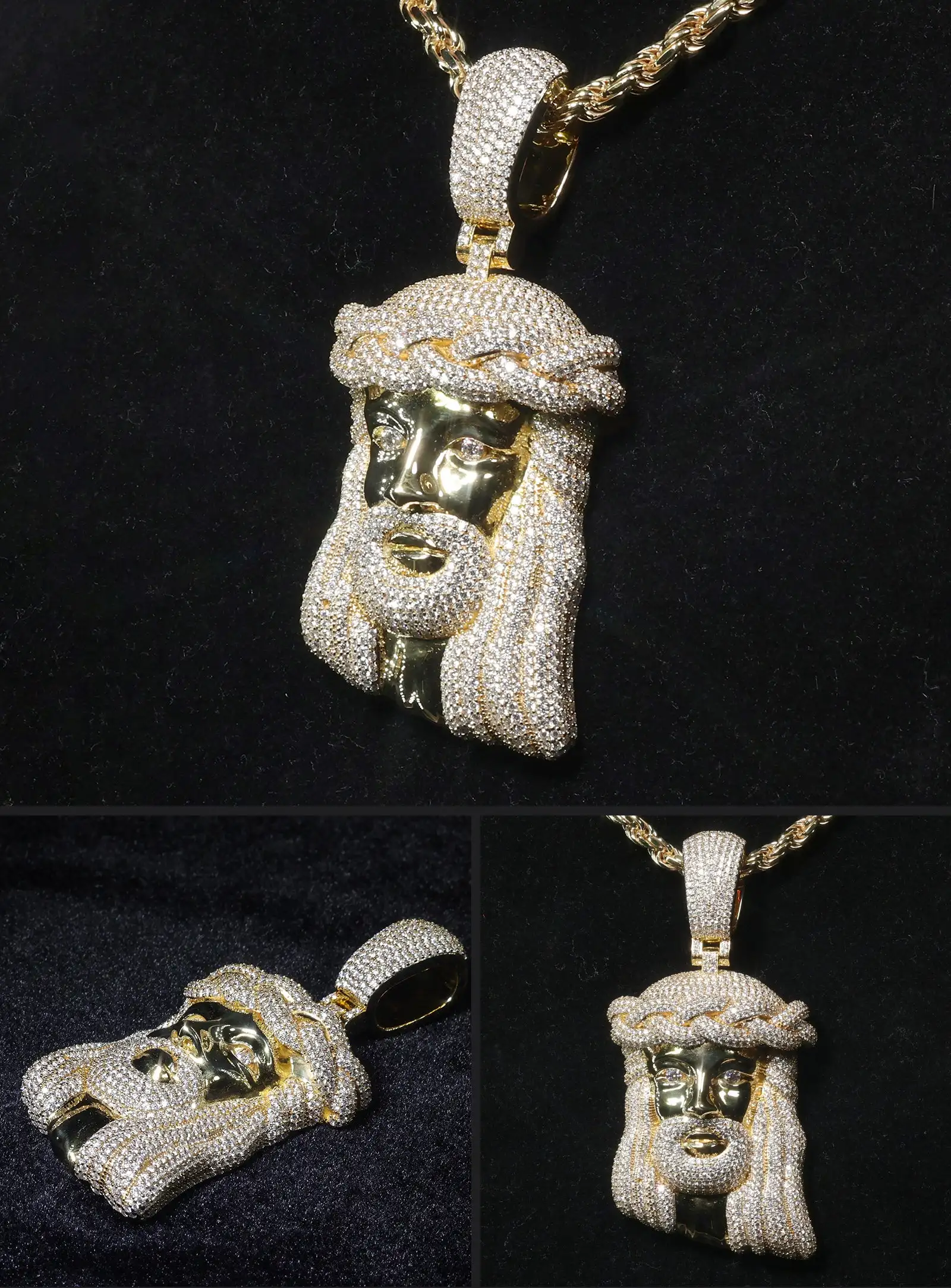 Iced Out Moissanite Jesus Pendant Men Jewelry Passes Tester 14k 18k Solid Gold Letter Name Hop Custom Vvs Moissanite Pendant