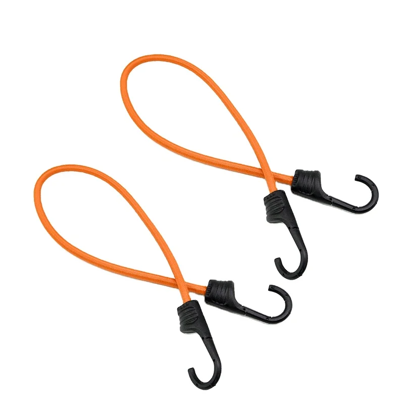 wholesale price mutli length luggage strap rubber latex bungee cord elastic with 4mm metal core UV resistant plastic hooks