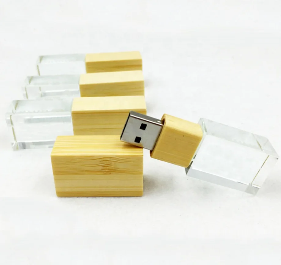 Wooden usb pen drive Creative gifts memory stick Custom laser logo crystal USB flash drive pendrive