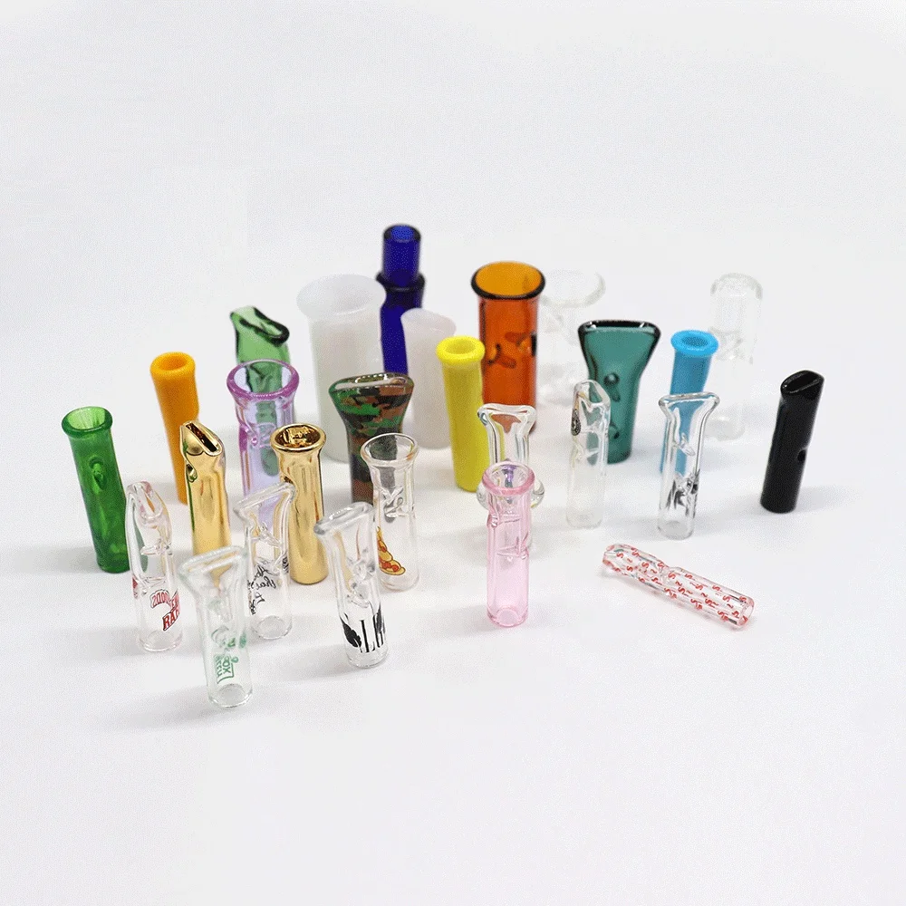 Low MOQ clear smoking filter tips glass rolling paper tips cigarette holder tip