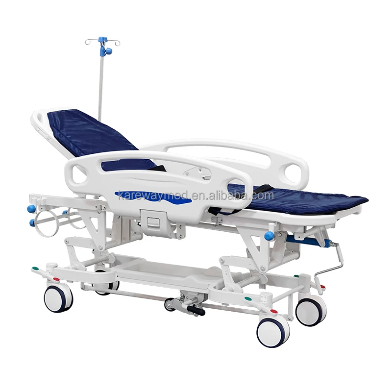 2 Sections Mechanical Crank Backrest Adjustable Manual medical Transfer Stretcher Bed