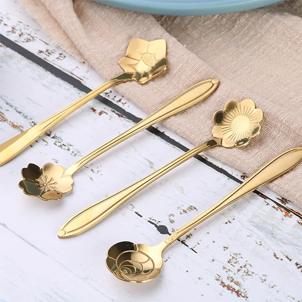 Fashionable mixing spoon stainless steel gold tea spoon drink coffee spoon