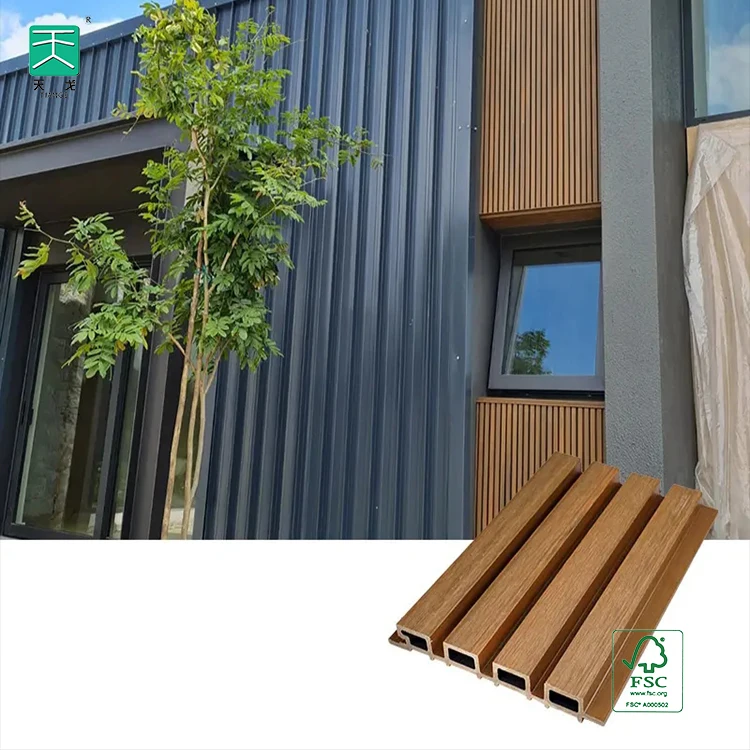 TianGe Eco Friendly Exterior Wpc Exterior Wall Fluted Modern Wpc Outdoor Decorative Wall Panel